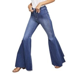 We The Free People Bell Bottom Flare Jeans Med Wash Denim High Rise Women's 26